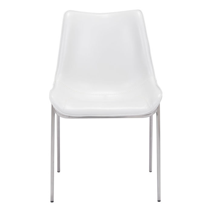 Magnus Dining Chair (Set Of 2) White &Amp; Silver