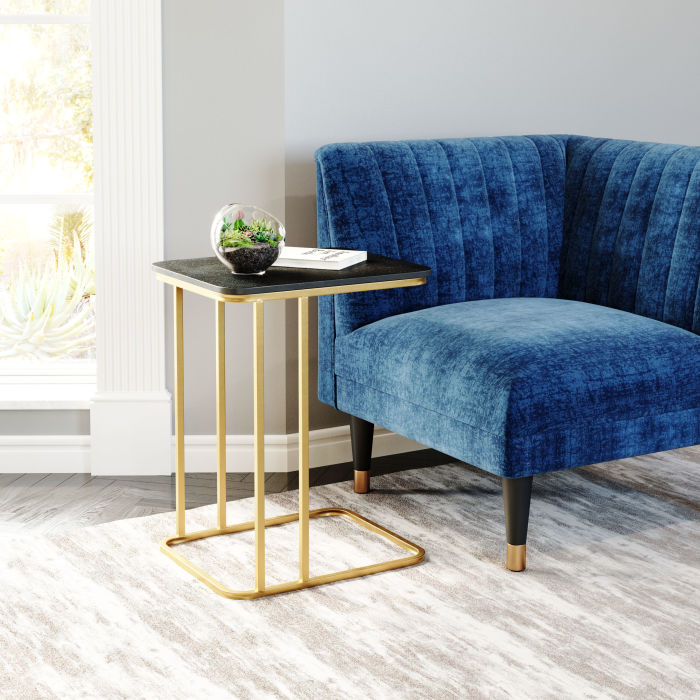 Alma C-Side Marble Table Black &Amp; Gold