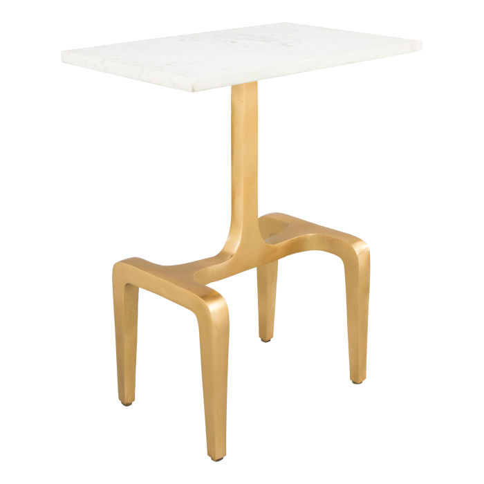 Clement Marble Side Table White &Amp; Gold