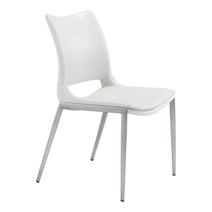 Ace Dining Chair (Set Of 2) White &Amp; Silver