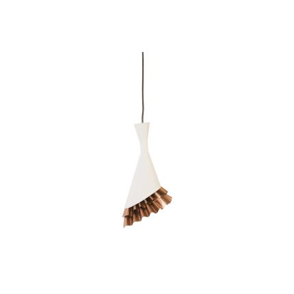 Ruffle Pendant Lamp, White/Copper