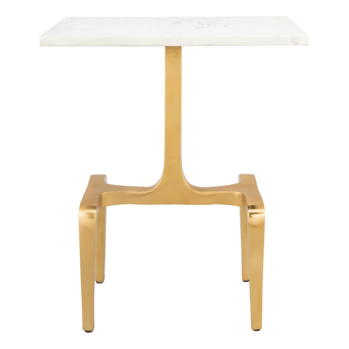 Clement Marble Side Table White &Amp; Gold