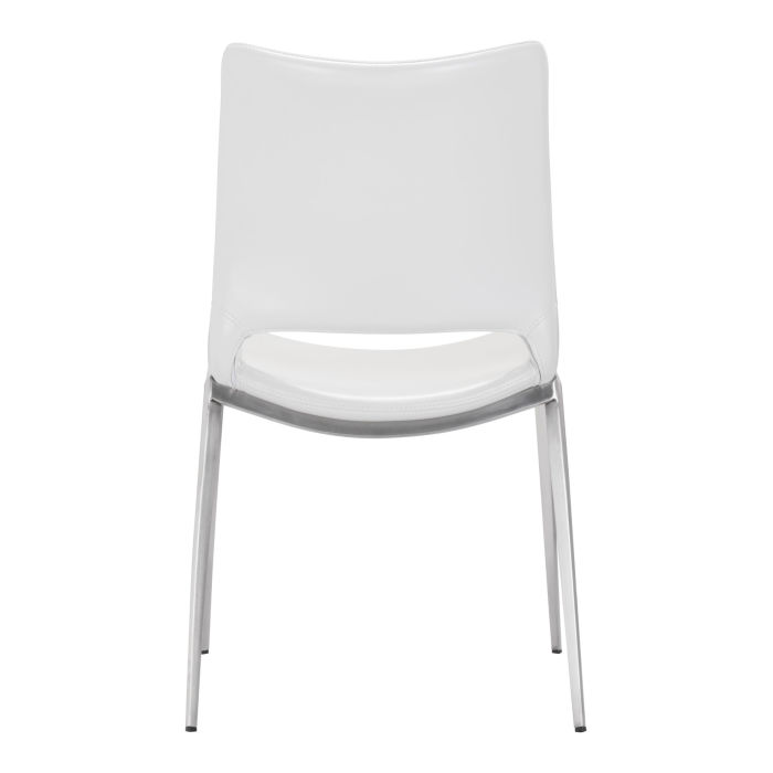Ace Dining Chair (Set Of 2) White &Amp; Silver