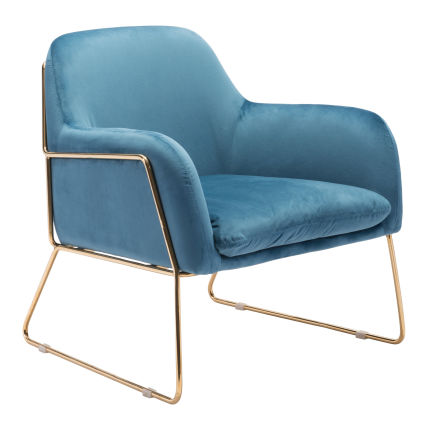 Nadir Arm Chair Blue & Gold