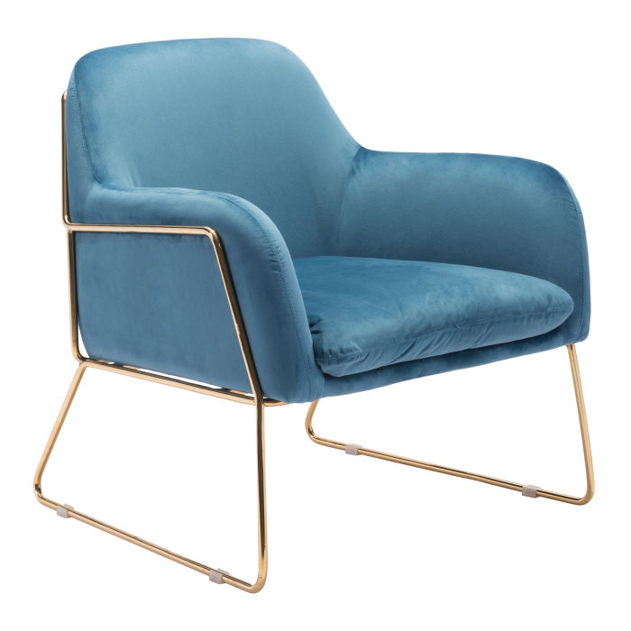 Nadir Arm Chair Blue &Amp;Amp; Gold