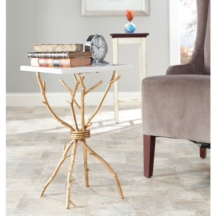 Alexa Marble Top Gold Accent Table
