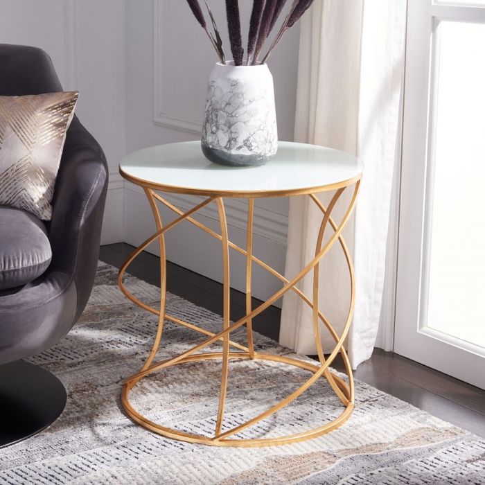 Cagney Glass Top Round Accent Table