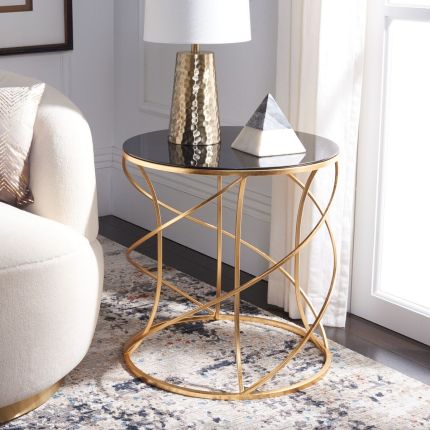 Cagney Glass Top Round Accent Table