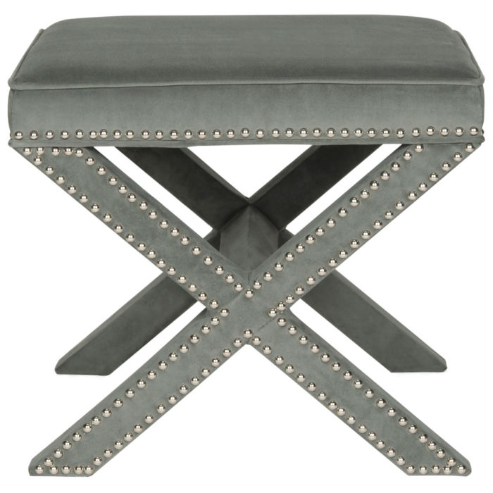 Palmer Velvet Ottoman - Silver Nail Heads