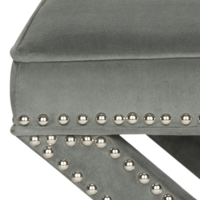 Palmer Velvet Ottoman - Silver Nail Heads