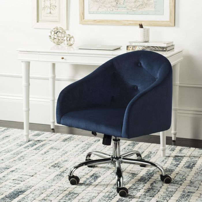 Amy Tufted Velvet Chrome Leg Swivel Office Chair