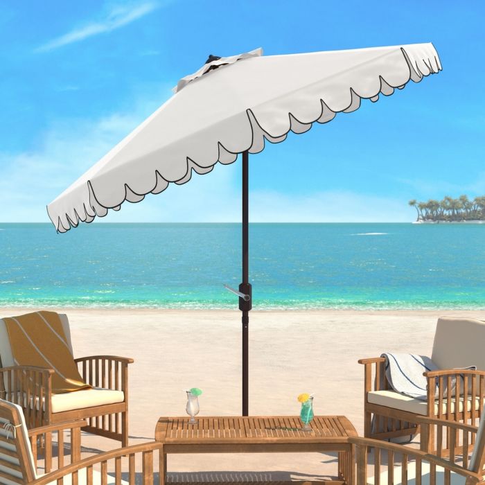 Venice Single Scallop 9Ft Crank Outdoor Push Button Tilt Umbrella