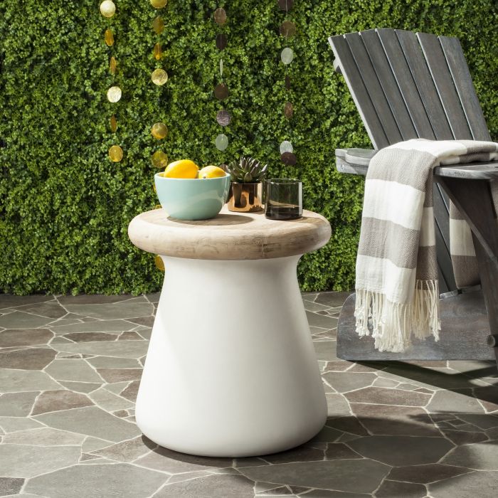 Button Indoor/Outdoor Modern Concrete Round 18.1-Inch H Accent Table